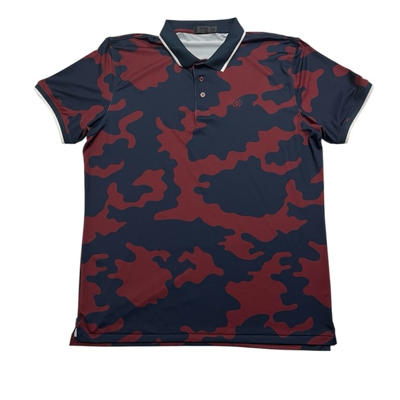 G/FORE Navy and Burgundy Camouflage Polo Shirt - Picture 1 of 7